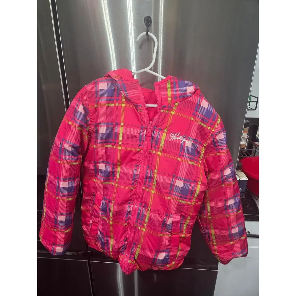 Pink Plaid Puffer Jacket - Weatherproof - S